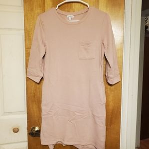 Blush pink/cream dress|elbow sleeves|pockets